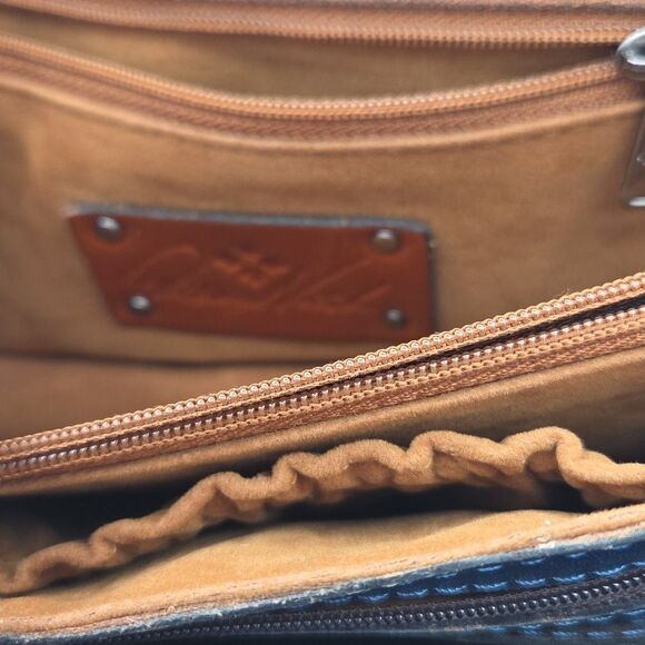 Patricia Nash Apricale Crossbody Safflower Blue Mediterranean Tooled EUC - Picture 8 of 13